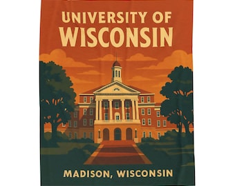 University of Wisconsin Plush Blanket, Retro Madison Badger Throw