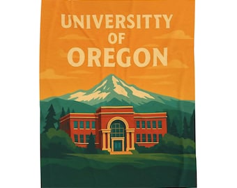 Oregon Ducks Plush Blanket, Retro Eugene Throw, College Gift