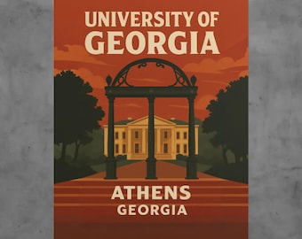 University of Georgia Vintage Poster, Bulldogs Wall Art, Retro College Print, Athens Campus Décor, Alumni Gift