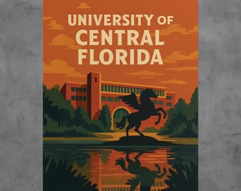 UCF Knights Vintage Travel Poster, Orlando Campus Art