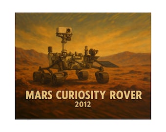 Mars Curiosity Rover Poster Wall Art | Retro NASA Mars Mission Print