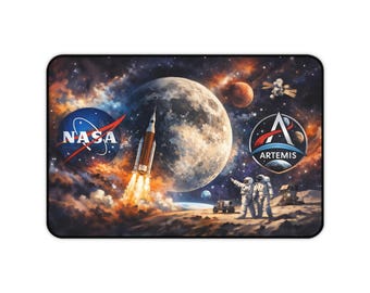 NASA Artemis Moon Mission Desk Mat | Space Exploration Moon Surface Artwork