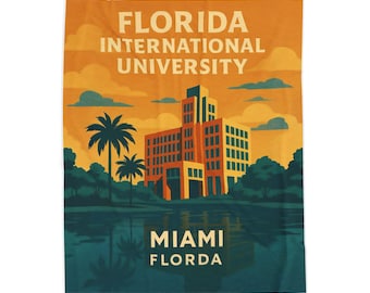FIU Plush Blanket, Retro Miami Home Decor, College Throw