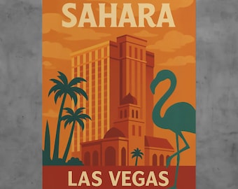 Vintage Sahara Las Vegas Art Print, Retro Nevada Travel Poster