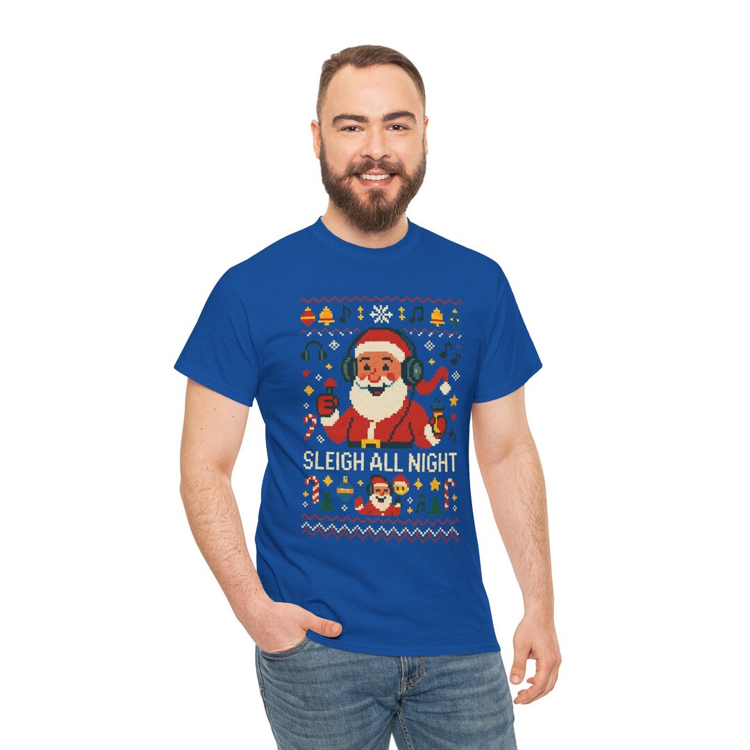 Santa Rave Top Circuit Gay Santa Sleigh All Night Ugly Christmas Shirt Rave Santa Tee ...