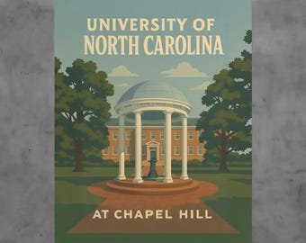 University of North Carolina Vintage Poster, Tar Heels Wall Art, Retro College Print, Chapel Hill Décor, Alumni Gift