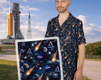 Artemis 2 NASA-inspired Hawaiian Shirt | Space Mission AOP