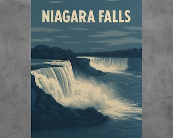 Niagara Falls Vintage Travel Poster, American Landmark Art Print