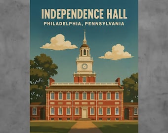 Independence Hall Vintage Travel Poster – Philadelphia Historic Landmark