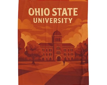 Ohio State University Plush Blanket, Retro Buckeyes Throw