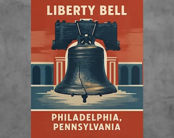 Liberty Bell Poster, Vintage Philadelphia Travel Art Print