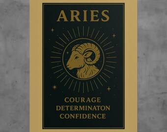 Retro Aries Zodiac Poster | Astrology Wall Art