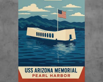 USS Arizona Memorial Art Print | Pearl Harbor Flag Poster