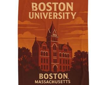 Boston University Plush Blanket, Retro College Throw, Cozy Campus Gift, Vintage Boston Home Décor