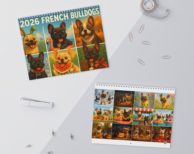 Featured listing image: French Bulldog 2026 Wall Calendar | Dog Lover Gift