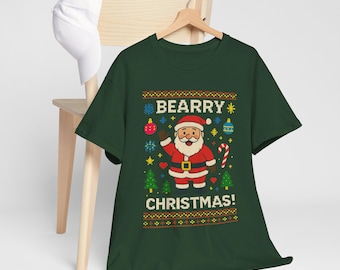 Bear Santa 'Bearry Christmas' Ugly Christmas T-Shirt - Funny LGBTQ Holiday Tee