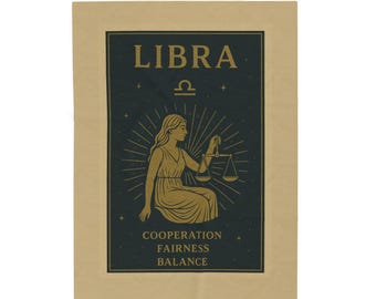 Libra Zodiac Plush Blanket | Astrology Throw | Cozy Libra Gift | Celestial Home Decor