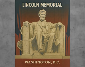 Lincoln Memorial Poster: Vintage Washington DC Travel Art Print