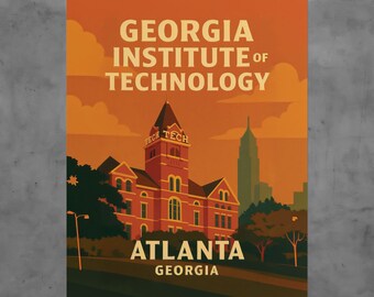 Georgia Tech Vintage Travel Poster, Yellow Jackets Alumni Gift