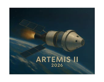 Artemis II Retro Moon Mission Poster | NASA Orion Capsule Space Print