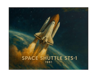 STS-1 Space Shuttle Retro Poster Rolled Posters | 1981 NASA Mission Art