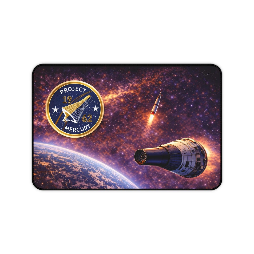 Project Mercury Space Program Desk Mat | NASA Retro Rocket Space ...