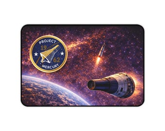 Project Mercury Space Program Desk Mat | NASA Retro Rocket Space Deskpad
