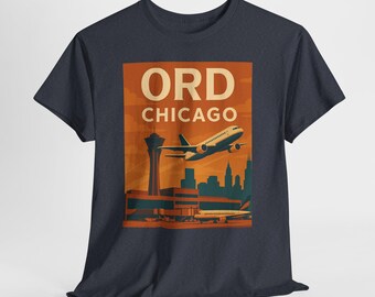 Vintage ORD Chicago O'Hare Airport T-Shirt, Retro Travel Tee