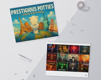 Funny Toilets 2026 Wall Calendar, Landmark Potties, Bathroom Humor