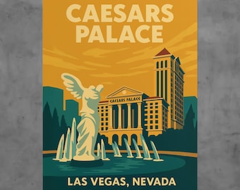 Vintage Caesars Palace Poster, Retro Las Vegas Travel Art