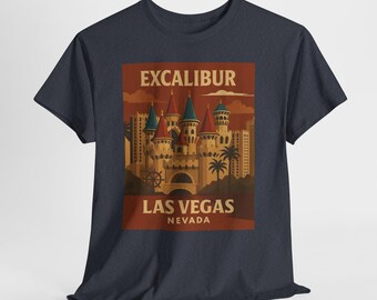 Excalibur Las Vegas T-Shirt Retro Castle Casino Tee Medieval Theme Vintage Vegas Shirt