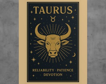 Taurus Zodiac Poster | Retro Astrology Wall Art