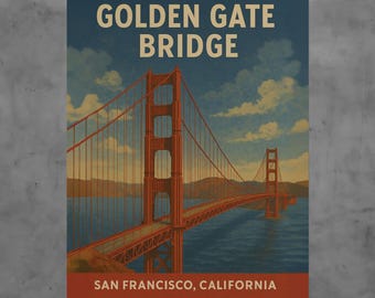 Golden Gate Bridge Poster: San Francisco Vintage Travel Print