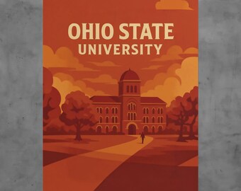 Ohio State University Vintage Poster, Buckeyes Wall Art, Retro College Print, Columbus Campus Décor, Alumni Gift