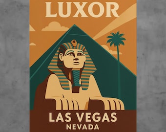 Vintage Luxor Las Vegas Poster, Retro Casino Art Print