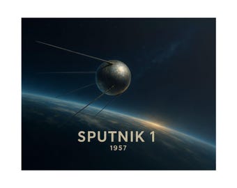 Sputnik 1 Poster Retro Space Art | 1957 Soviet Satellite Wall Print