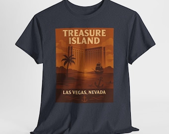Vintage Treasure Island Las Vegas T-Shirt, Retro Pirate Ship Tee