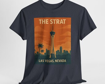 The STRAT Las Vegas T-Shirt Retro Tower Casino Tee Skyline Vintage Vegas Shirt