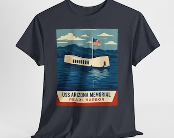 USS Arizona Memorial Vintage Retro Pearl Harbor Hawaii Travel Shirt