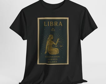 Libra Zodiac T-Shirt | Retro Scales Graphic Tee, Astrology Gift