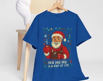Gay Santa Barista Ugly Christmas T-Shirt: Festive Coffee Lover Tee