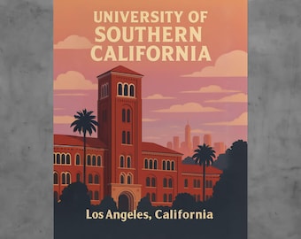 USC Trojans Vintage Travel Poster, Los Angeles Campus Art Print