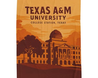 Texas A&M Plush Blanket, Retro College Station Throw