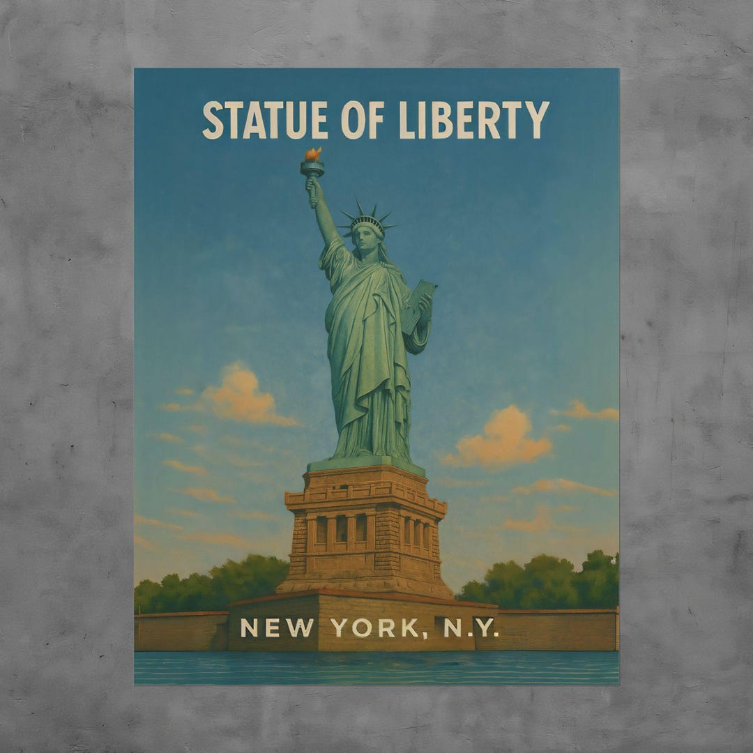 Statue of Liberty Poster – Vintage Style NYC Travel Print - Etsy