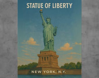 Statue of Liberty Poster – Vintage Style NYC Travel Print