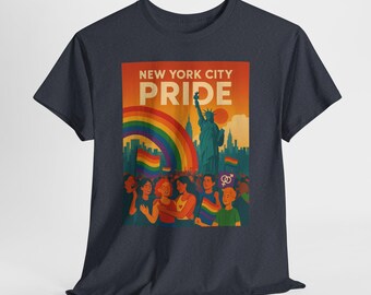 NYC Pride Graphic Tee: Vintage Style LGBTQ Rainbow Cotton Shirt