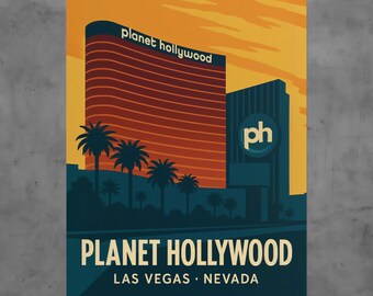Planet Hollywood Las Vegas Poster | Retro Neon Casino Art Print