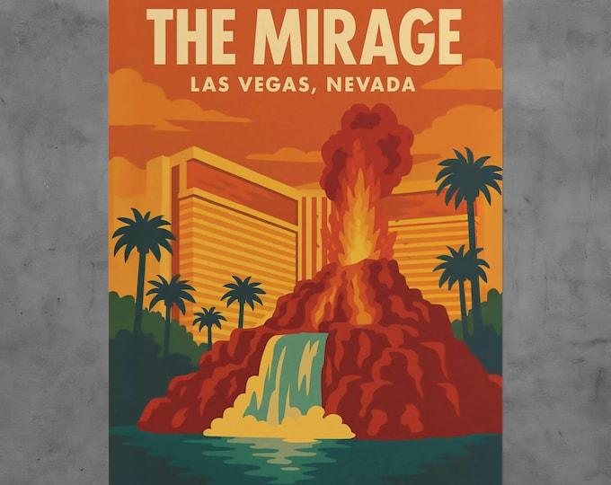 Featured listing image: Vintage Mirage Las Vegas Poster, Retro Vegas Travel Print