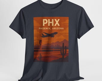 Vintage PHX Airport T-Shirt, Retro Arizona Travel Tee