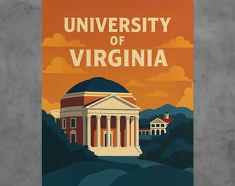 University of Virginia Vintage Poster, Cavaliers Wall Art, Retro College Print, Charlottesville Campus Décor, Alumni Gift